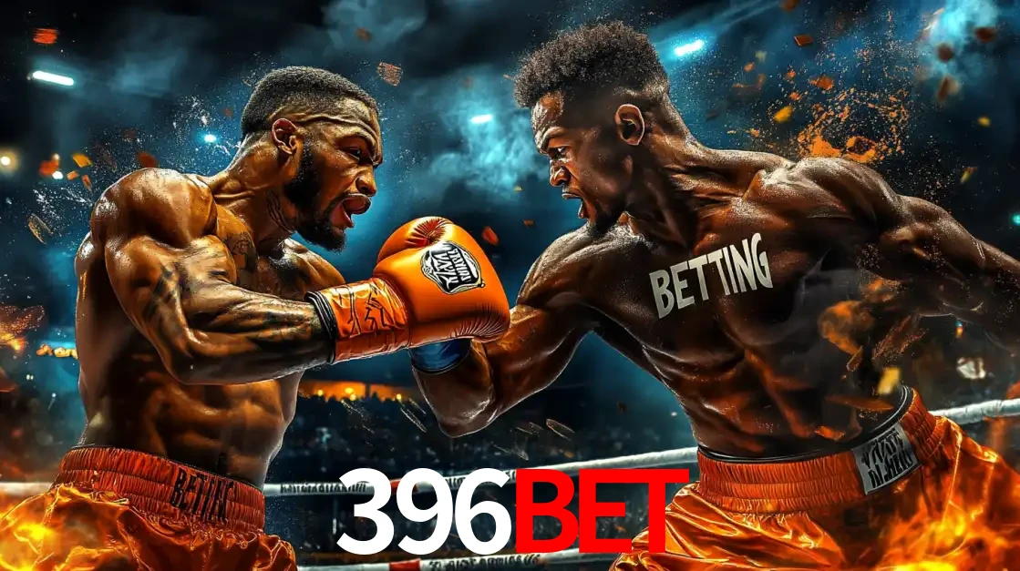 Dois boxeadores em uma luta intensa e explosiva, representando a adrenalina e as oportunidades de apostas em esportes de combate disponíveis na plataforma 396bet.